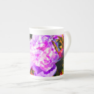 Beautiful Pink Peonies Round Bone China Mug