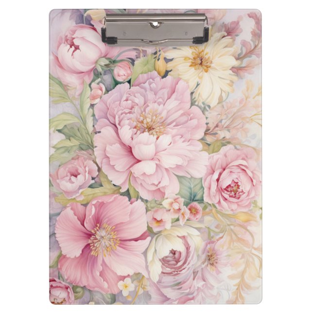 Beautiful pink peonies watercolours. clipboard (Front)