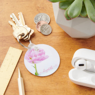 Beautiful Pink Peony Key Ring