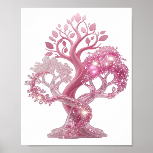 Beautiful Pink PINK GLITTER TREE Poster (Front)