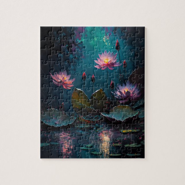 Beautiful Pink Pond Flowers Jigsaw Puzzle (Vertical)