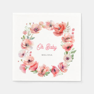 Beautiful Pink Poppy Oh Baby Napkin