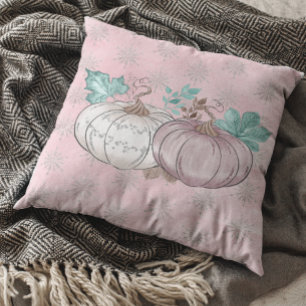 Beautiful Pink Pumpkin Patch Glitter Autumn Cushion