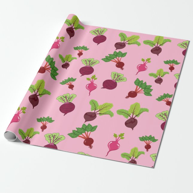 Beautiful Pink & Purple Beetroot Patterned Wrapping Paper (Unrolled)