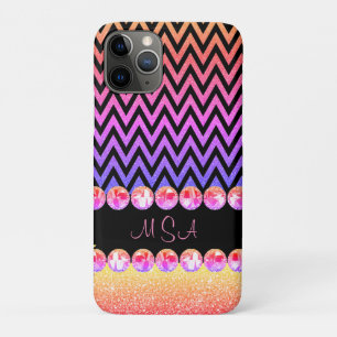 Beautiful Pink Purple Bling Glam Chevron Monogram Case-Mate iPhone Case