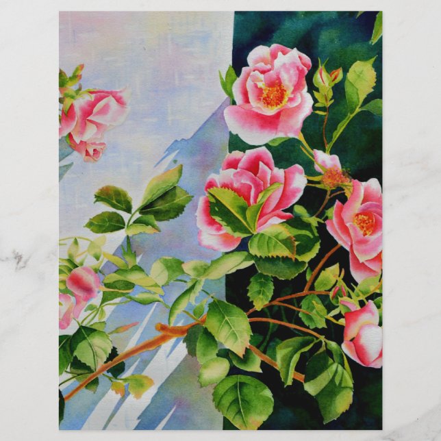 Beautiful  pink red white roses watercolor floral (Front)