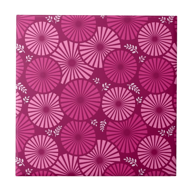Beautiful, pink retro floral Tile (Front)
