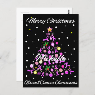 Beautiful Pink Ribbon Christmas Tree Postcard