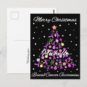 Beautiful Pink Ribbon Christmas Tree Postcard