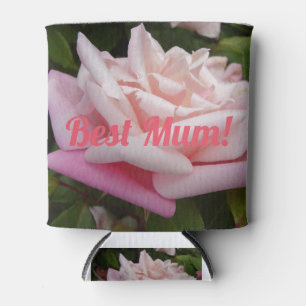 Beautiful Pink Rose Best Mum Flower Design Can Cooler