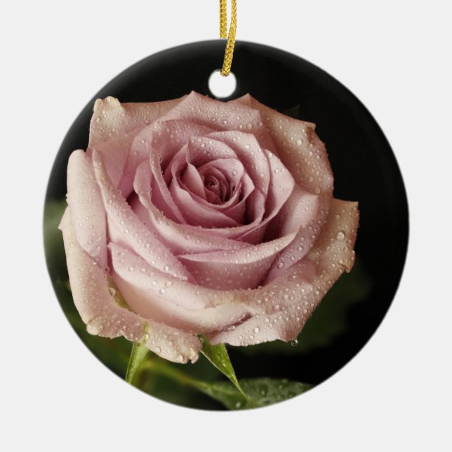 beautiful pink rose ceramic tree decoration (Front)