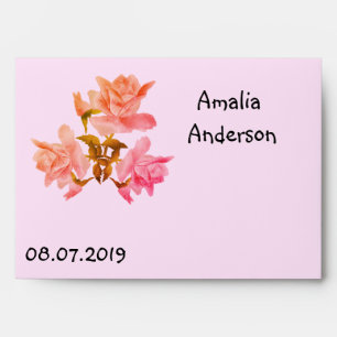 Beautiful pink, rose envelope