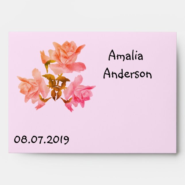 Beautiful pink, rose envelope (Front)