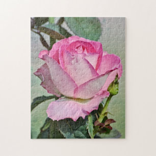 Beautiful Pink Rose Flower Art Puzzle