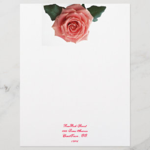 Beautiful 'Pink Rose' Flower Letterhead Design