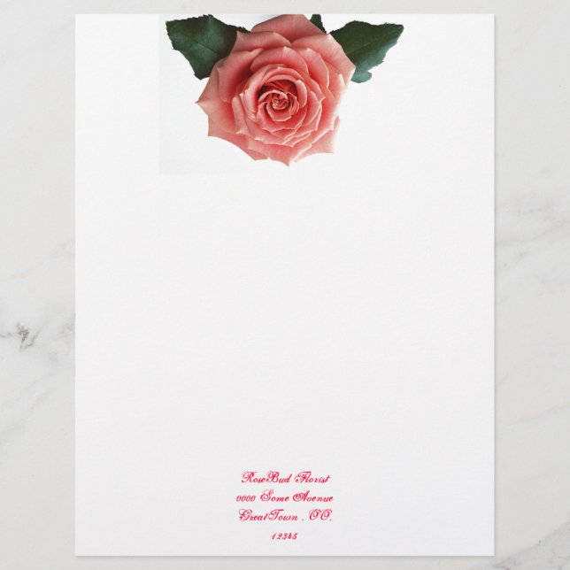 Beautiful 'Pink Rose' Flower Letterhead Design (Front)