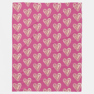 Beautiful Pink & Rose Gold Hearts Fleece Blanket
