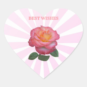 Beautiful Pink Rose Heart Sticker