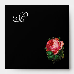 BEAUTIFUL PINK ROSE MONOGRAM ,Black Envelopes
