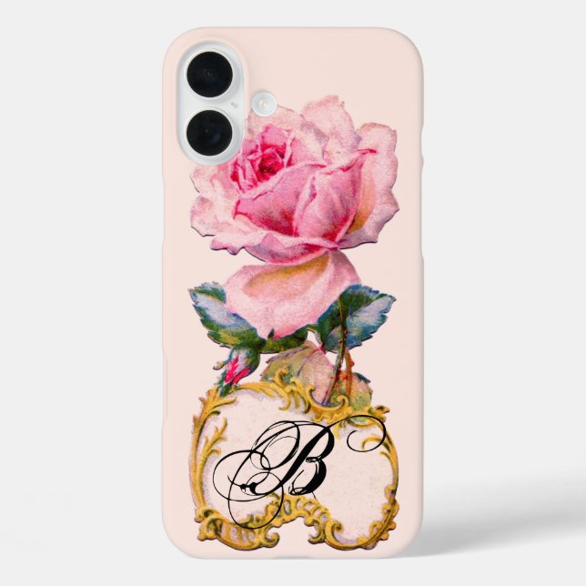 BEAUTIFUL PINK ROSE MONOGRAM Case-Mate iPhone CASE (Back)