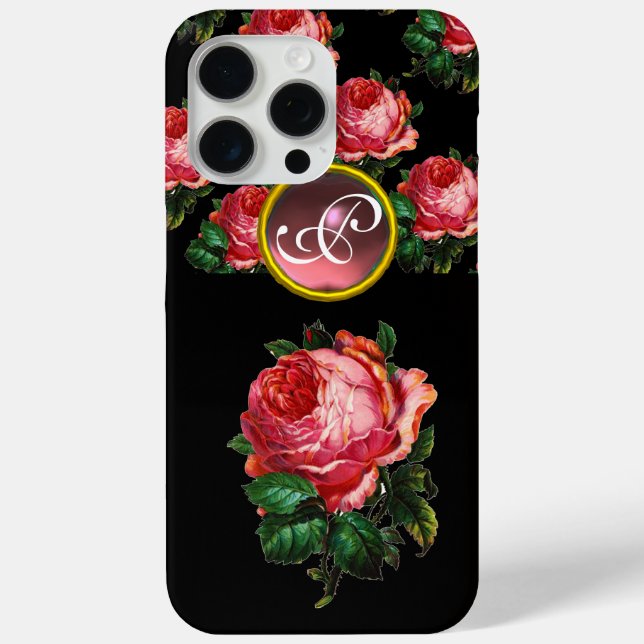 BEAUTIFUL PINK ROSE MONOGRAM Case-Mate iPhone CASE (Back)
