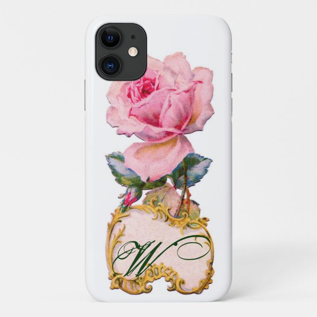 BEAUTIFUL PINK ROSE MONOGRAM Case-Mate iPhone CASE (Back)