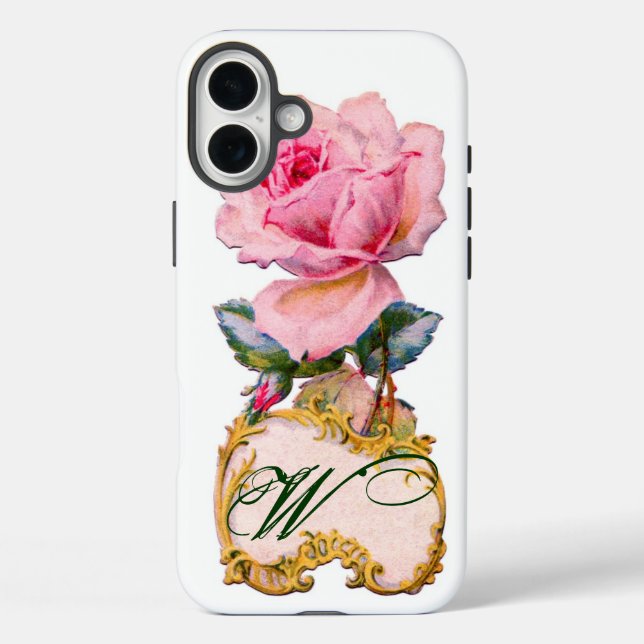 BEAUTIFUL PINK ROSE MONOGRAM Case-Mate iPhone CASE (Back)