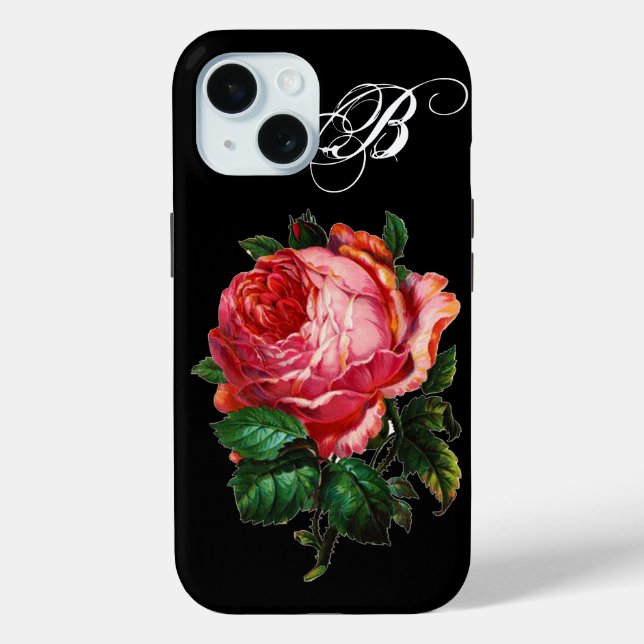 BEAUTIFUL PINK ROSE MONOGRAM Case-Mate iPhone CASE (Back)