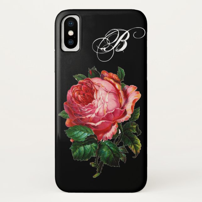 BEAUTIFUL PINK ROSE MONOGRAM Case-Mate iPhone CASE (Back)