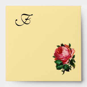 BEAUTIFUL PINK ROSE MONOGRAM ,Cream Envelope