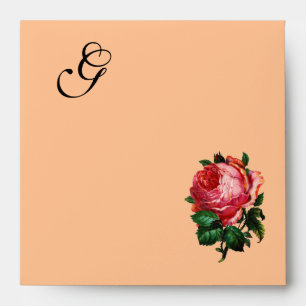 BEAUTIFUL PINK ROSE MONOGRAM ENVELOPES