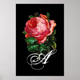 BEAUTIFUL PINK ROSE MONOGRAM POSTER