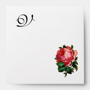 BEAUTIFUL PINK ROSE MONOGRAM ,White Envelopes