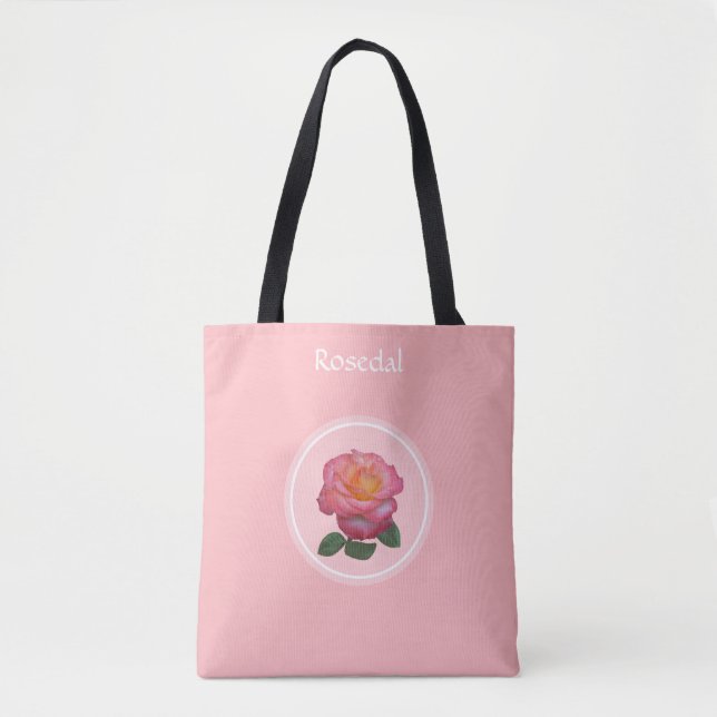 Beautiful Pink Rose on Light Pink Tote Bag (Front)