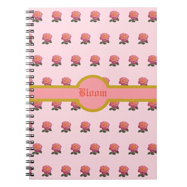 Beautiful Pink Rose Pattern Notebook (Front)