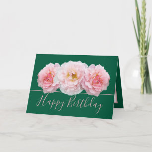 Beautiful Pink Rose Pretty Floral Bouquet Birthday Card