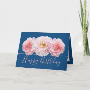 Beautiful Pink Rose Pretty Floral Bouquet Birthday Card