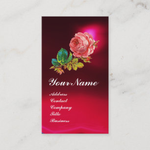 BEAUTIFUL PINK ROSE, Red Burgundy Business Card