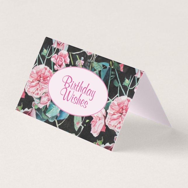 Beautiful Pink Rose Rose Watercolor Painting Card (Front)