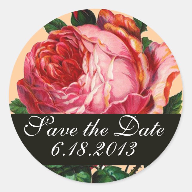 BEAUTIFUL PINK ROSE  ,Save the Date Classic Round Sticker (Front)