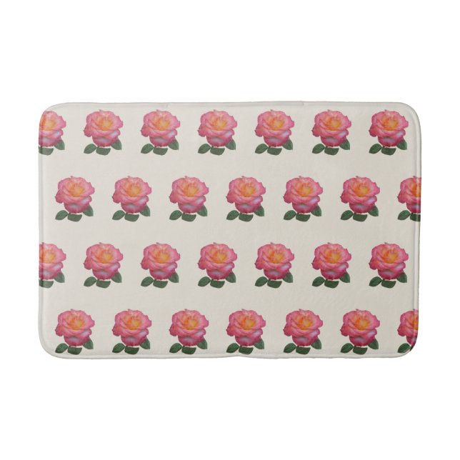 Beautiful Pink Roses Bath Mat (Front)