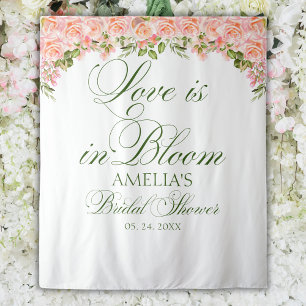 Beautiful Pink Roses Bridal Shower Backdrop Tapestry