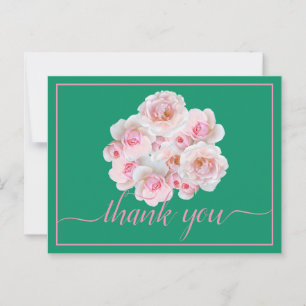 Beautiful Pink Roses Colour Backdrop Chic Thank Yo Postcard