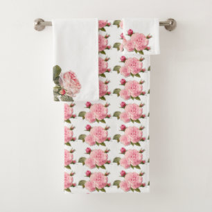 Beautiful Pink Roses, Custom Bath Towel Set