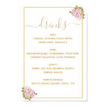 Beautiful Pink Roses Drinks Menú