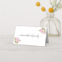 Beautiful Pink Roses folder place cards