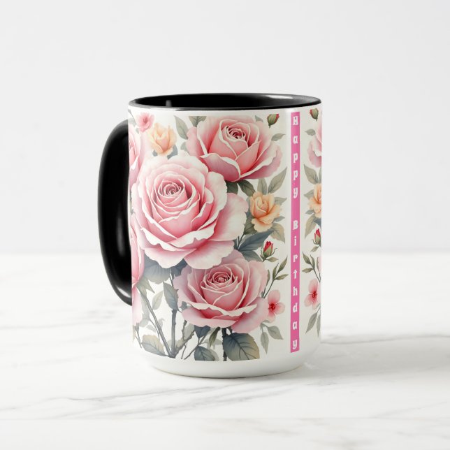 Beautiful Pink Roses Luxury Trendy Collection Mug (Front Left)