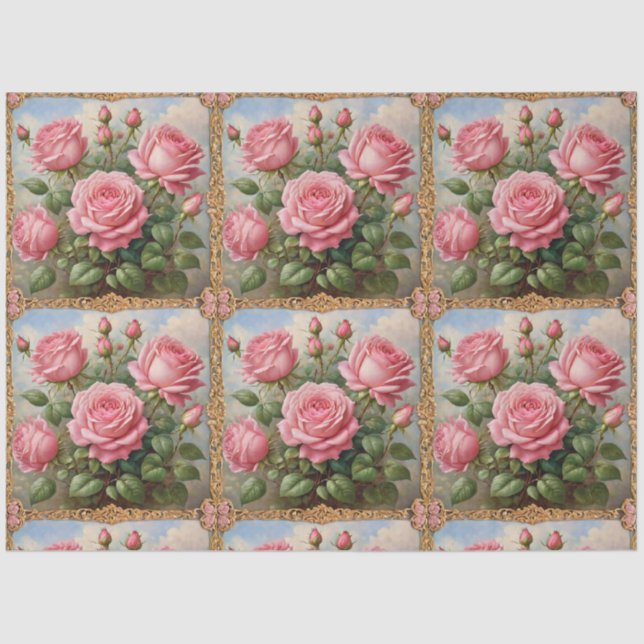 Beautiful Pink Roses Modern Collection Tissue Paper (Front)