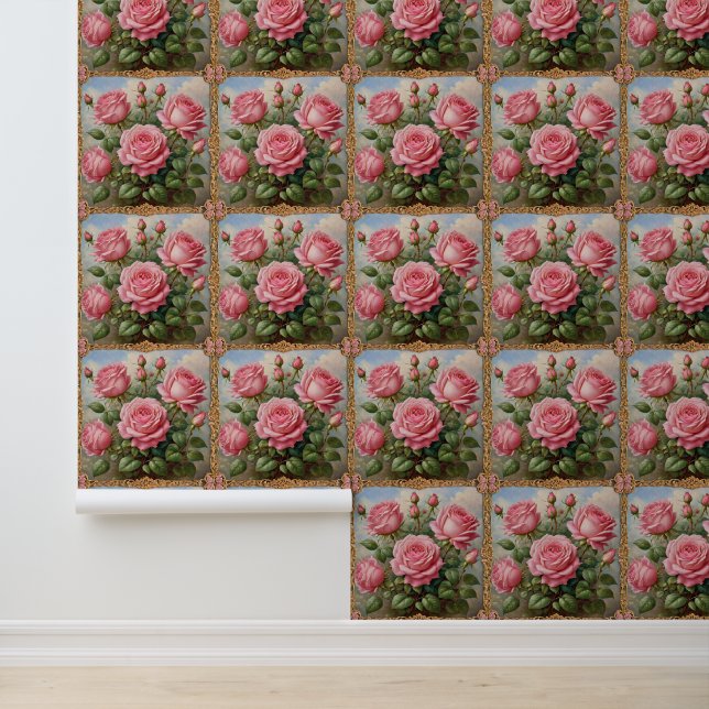 Beautiful Pink Roses Modern Collection Wallpaper (Application)