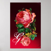 BEAUTIFUL PINK ROSES MONOGRAM